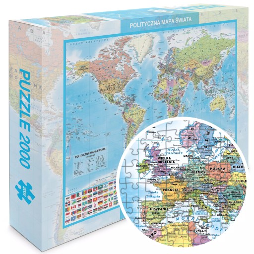Puzzle 2 000 elementów mapa świata polityczna ArtGlob
