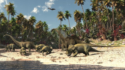 FOTOTAPETA 3D DINOZAURY WODA PIASEK