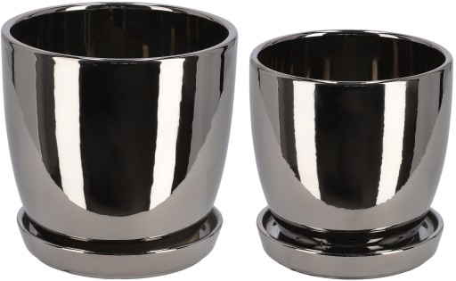 ZESTAW 2-DONICZKI OSŁONKI CERAMICZNE Z PODSTAWKĄ