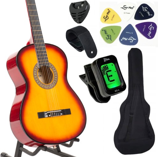 GITARA KLASYCZNA PEŁNOWYMIAROWA 4/4 AKUSTYCZNA +AKCESORIA +TUNER BUSZTYN.