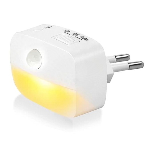 LAMPKA NOCNA LED CZUJNIK RUCHU GNIAZDKO 3 TRYBY