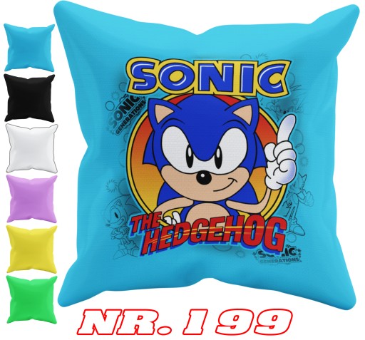POSZEWKA NA PODUSZKĘ JAŚKA DO PRZEDSZKOLA SONIC JEŻYK + IMIĘ GRATIS