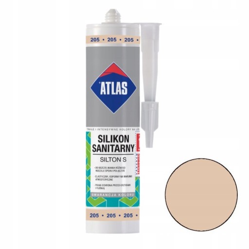 ATLAS SILIKON SANITARNY 205 KREMOWY ŁAZIENKA WC ODPORNY NA PLEŚŃ UV 280ml