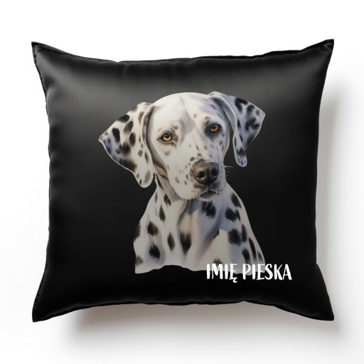 POSZEWKA SATYNA 40CM DALMATYŃCZYK + IMIĘ PSA PIES NA PREZENT DALMATIAN