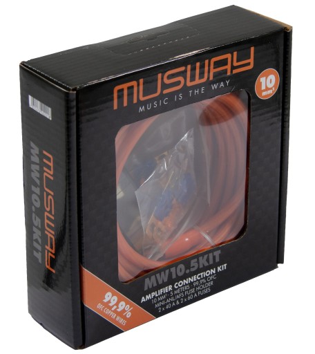 Musway MW10.5KIT - ZESTAW Kabli ZASILAJĄCYCH do WZMACNIACZA 10mm2 Miedź OFC