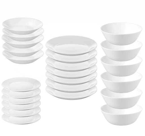 IKEA OFTAST serwis obiadowy 24 szt. biały szkło