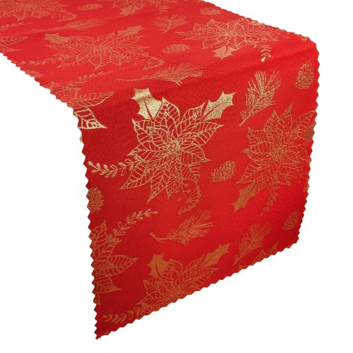 Bieżnik Plamoodporny Świąteczny Wigilia Czerwony Złoty 50x100 cm