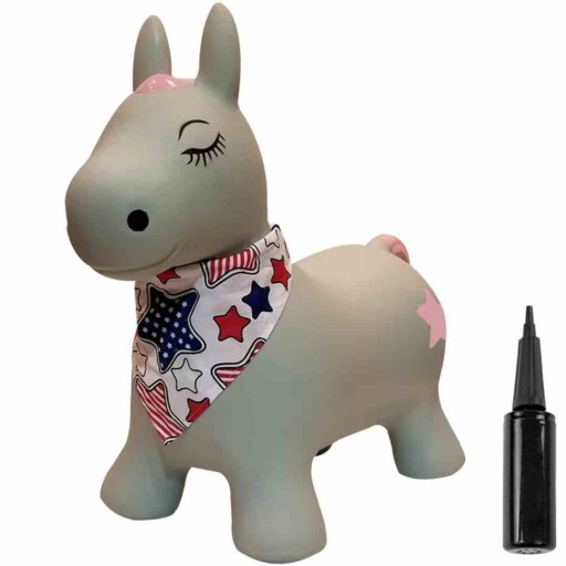 Skoczek gumowy dla dzieci PONY 60 cm szary z banda