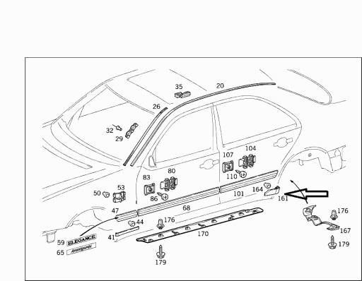 USZCZELKA LISTWA PROGU MERCEDES E KLASA W210 TYŁ