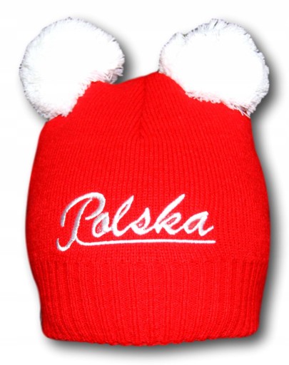 POLSKA CZAPKA ZIMOWA DAMSKA DWA POMPONY NOWOŚĆ