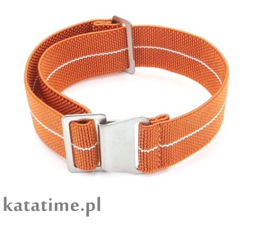 Gumowy pasek do zegarka NATO parachute strap 22 mm rozciągliwy pomarańczowy