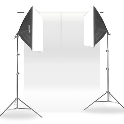ZESTAW z TŁO 2x softbox 40x60 żarówki 65W statywy