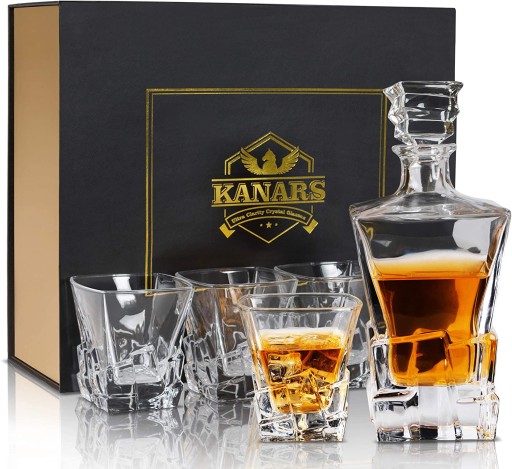 KANARS , 5-cz zestaw do whisky 4 szklanki karafka