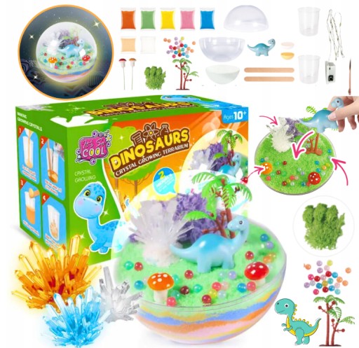 ZESTAW AKWARIUM LED HODOWLA KRYSZTAŁÓW MAGICZNE EKSPERYMENTY DINOZAUR DIY