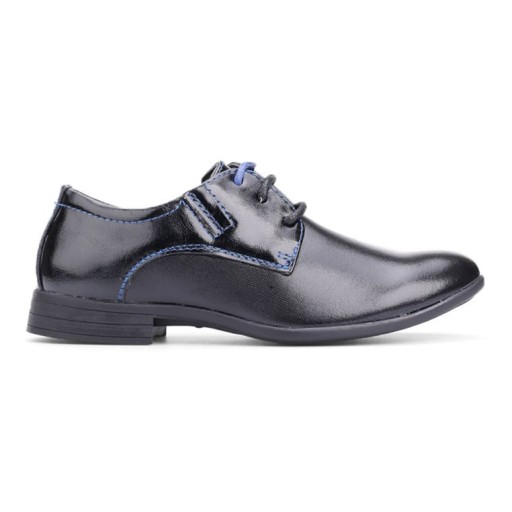 CZARNE BUTY CHŁOPIĘCE WIZYTOWE PÓŁBUTY ELEGANCKIE NA KOMUNIĘ LAKIEORWANE