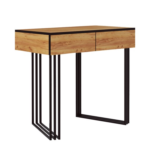 KONSOLA LOFT STOLIK WOLNOSTOJĄCY SYSTEM KLARA STELAŻ METAL DĄB CRAFT ZŁOTY