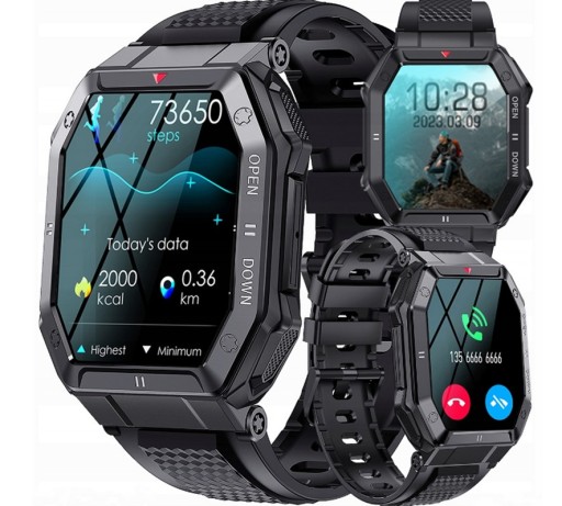MĘSKI WOJSKOWY SMARTWATCH MÓWIĄCY WIELOFUNKCYJNY