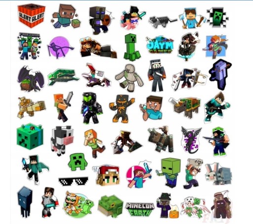 Naklejki MINECRAFT CREEPER 50 SZT STICKER BOMB