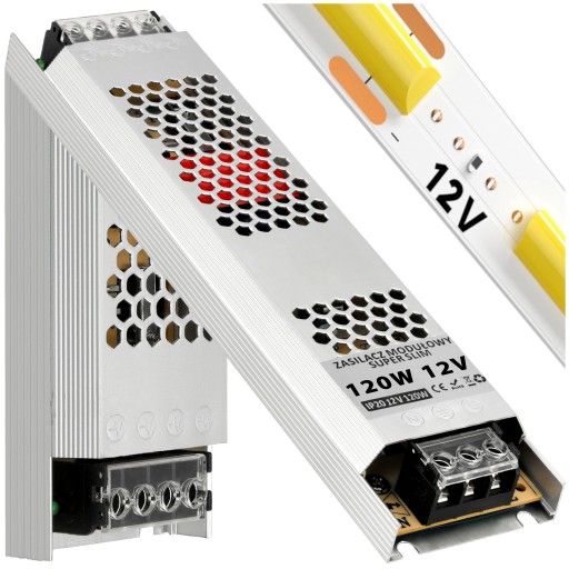 Zasilacz LED 12V 120W Super Slim 10A IP20 DO TAŚM Transformaton Modułowy