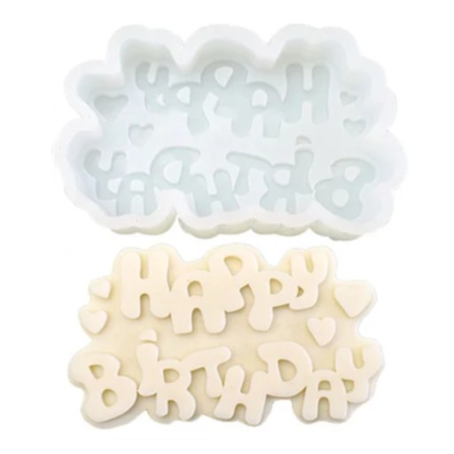 Forma silikonowa do ŚWIEC WOSKU MYDŁA ODLEWÓW ŻYWICY HAPPY BIRTHDAY