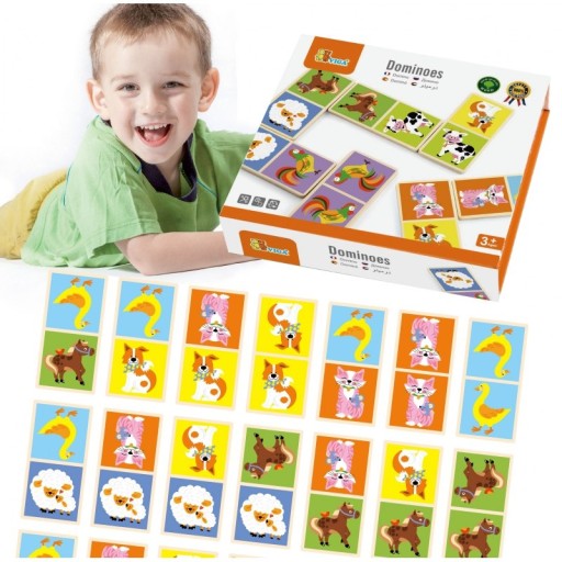KLOCKI DREWNIANE PUZZLE GRA DOMINO FARMA VIGA 28EL