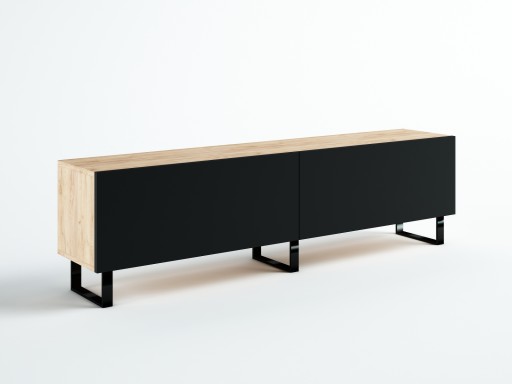 SZAFKA RTV 180 DĄB CRAFT ZŁOTY/ CZARNY MAT LOFT