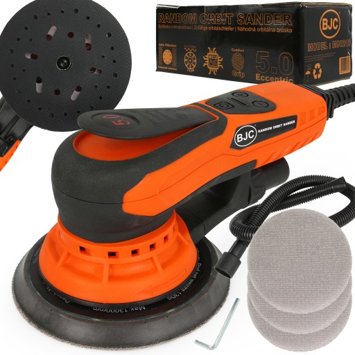 SZLIFIERKA MIMOŚRODOWA OSCYLACYJNA BEZSZCZOTKOWA BJC 150mm 230V 350W tarcze