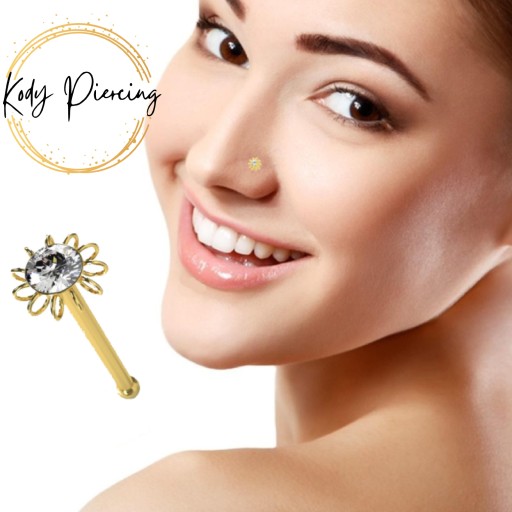 KODY PIERCING 9K Gold Piercing Jeweled Coiled Ball