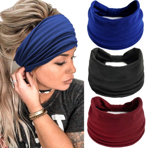 3x Opaski SZEROKA OPASKA NA GŁOWĘ DAMSKA TURBAN
