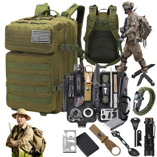 Zestaw survivalowy + plecak taktyczny wojskowy XXL zestaw przetrwania