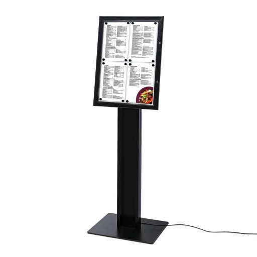 Stojak na menu BLACK 4xA4-podświetlenie LED
