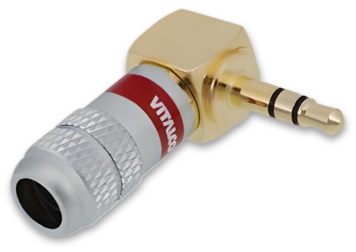 WTYK MINI JACK 3,5 STEREO ZŁOTY KĄTOWY 3.5mm TRS AUX VITALCO