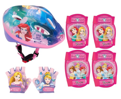 4x ochraniacze kolana łokcie kask ochronny rękawiczki bez palców Princess