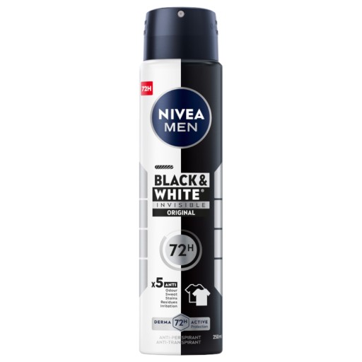 NIVEA MEN Black&White Antyperspirant męski w sprayu 48h 250ml