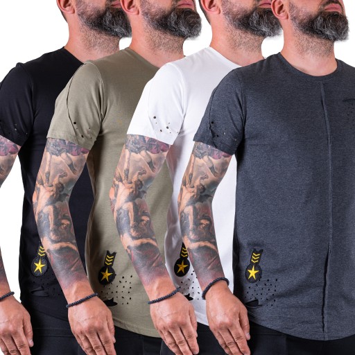 Szary T-SHIRT dziurkowane elementy SANTOS r. S