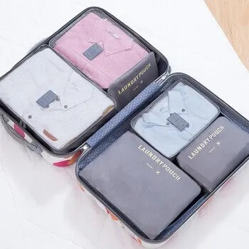 Zestaw organizer x6 podróżny walizki, torby, szafy. Szary
