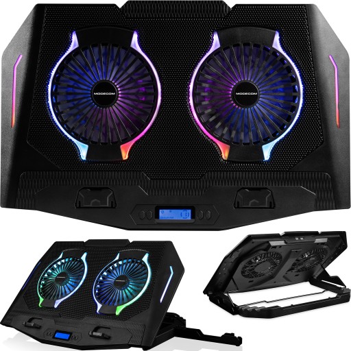 PODKŁADKA CHŁODZĄCA POD LAPTOPA 15,6 do 17,3 CALA Z DWOMA WENTYLATORAMI RGB