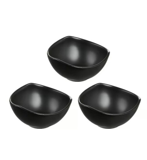 AMBITION SALSA ZESTAW 3 SALATEREK 9,5 CM CZARNA PORCELANA