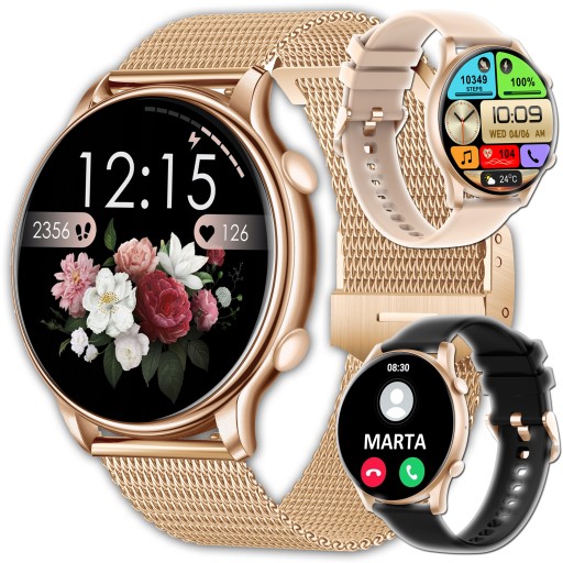 ZEGAREK DAMSKI SMARTWATCH ZŁOTY Z CIŚNIENIOMI