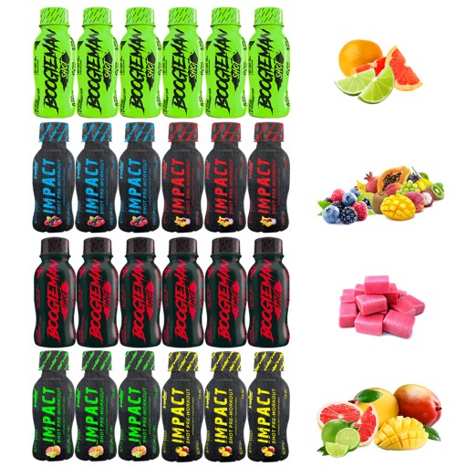 BOOGIEMAN SHOT 24x100ml PRZEDTRENINGÓWKA POMPA PRE-WORKOUT WYTRZYMAŁOŚĆ