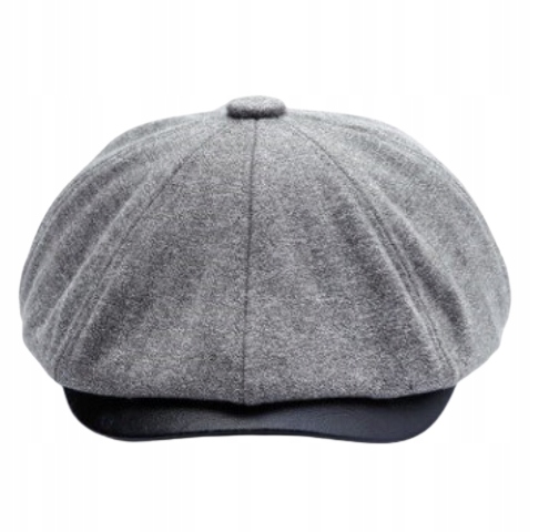 beret męski z nausznikami czapka gatsby szary 60cm