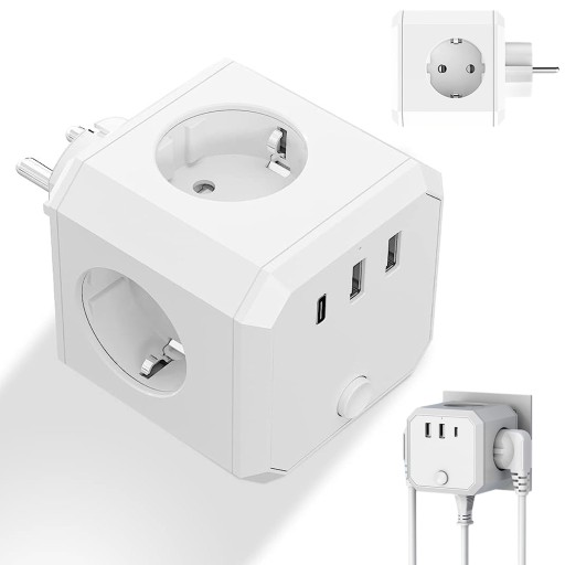 KOSTKA GNIAZDAMI ZASILAJĄCA USB+ Typu-C+ 4xGNIAZDA