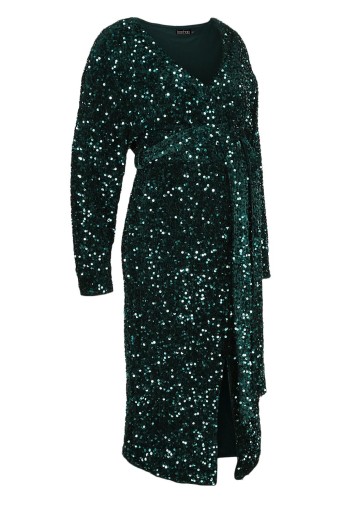 Boohoo ciążowa midi cekinowa sukienka v-neck NG6 ear XXL