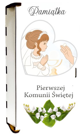 PUDEŁKO/ DREWNIANY KARNET - PAMIĄTKA I KOMUNII ŚW.