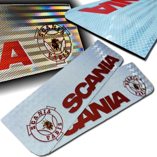 Chlapacz SCANIA VABIS czerwony 60x18cm ODBLASK odblaskowy NOWOŚĆ świecący