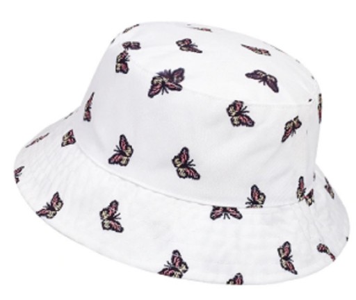 KAPELUSZ RYBACKI BUCKET HAT BIAŁY MOTYLE MOTYLKI NA LATO WAKACJE