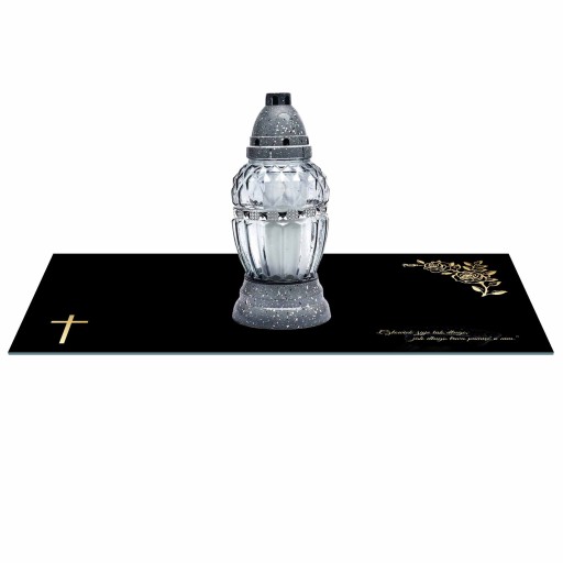 SZKLANA PODSTAWKA POD ZNICZE 60x20cm 490c + napis