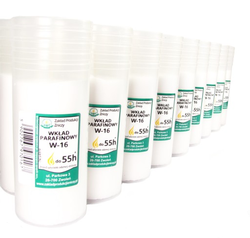 Wkłady do zniczy parafinowe PREMIUM 55h W-16 30szt