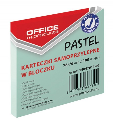 BLOCZEK SAMOPRZYLEPNY 76X76MMX100 KARTECZKI, NOTES