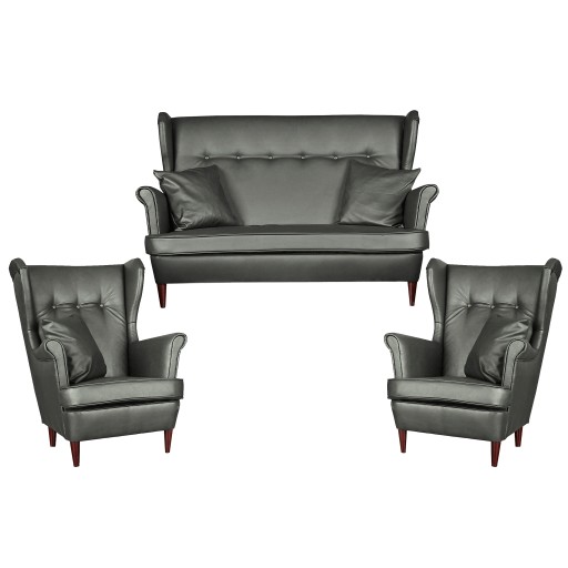 Zestaw wypoczynkowy eko skóra sofa + 2 fotele